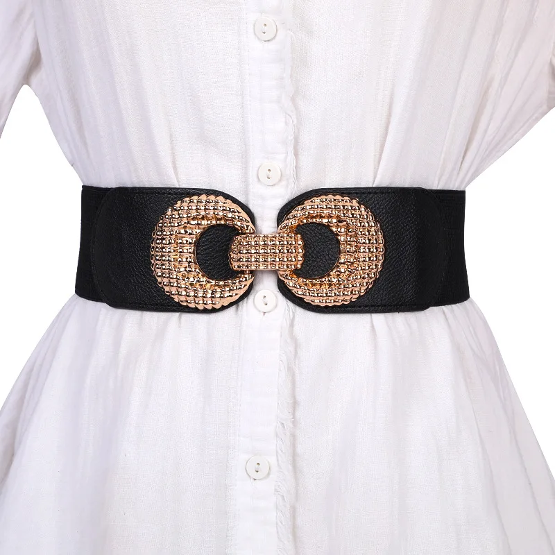 Ladies Elastic Waistband Fashion Wide Girdle Korean Dress with Decorative Belt Buckle Belts for Women Luxury Designer Brand