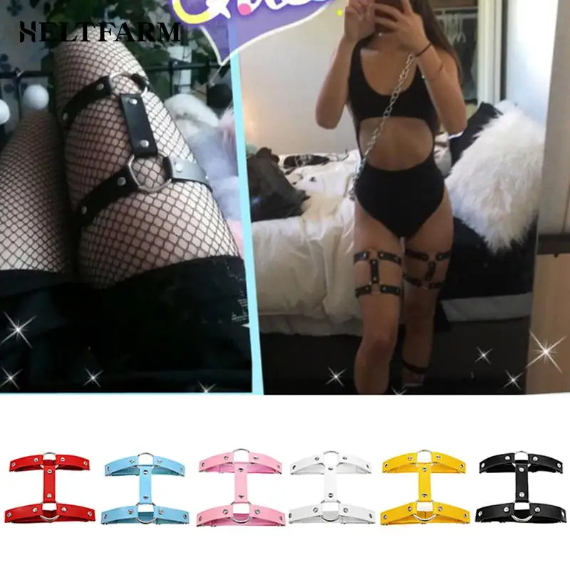 

1Pcs Sexy Elastic Garter Belt Pu Leather Punk Gothic Harness Adjustable Leg Ring Femme Garters Skirt Accessories
