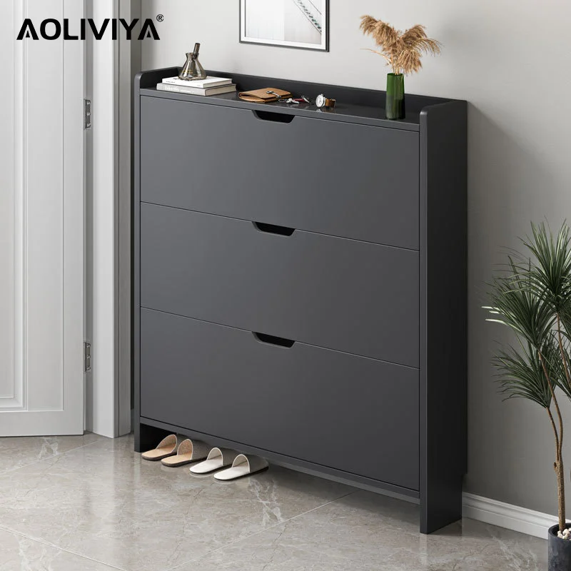 AOLIVIYA Ultra-thin Tipping Shoe Rack Simple Home Door Bedroom Dust-proof Slippers Storage Shoe Cabinet