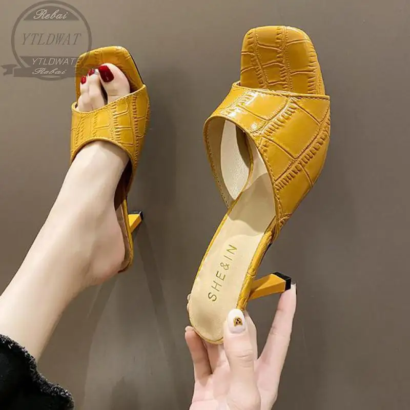 YTLDWAT 2022 NEW Design Women Elegant Square Toe Thin High Heels Summer Outdoor Beach Shoes Gladiator 8.5CM  Ladies Sandals