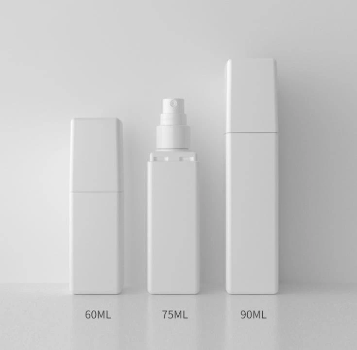 

60ml 75ml 90ml Makeup Empty Travel Plastic White Square Spray Bottles For Toner Perfume Tool SN785