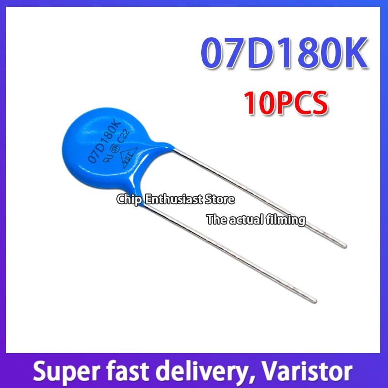 

Варистор 07D180K 180KD07 7D18 0K диаметр: 7 мм 10% DIP-2 18 в, 10 шт.