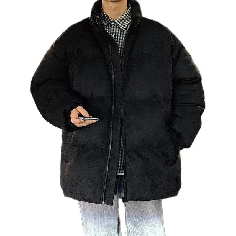 Winter Jacket Men Parkas Thicken Warm Coat Mens Stand Collar Jackets Solid Color Suede Parka Coat Women Fashion New Streetwear