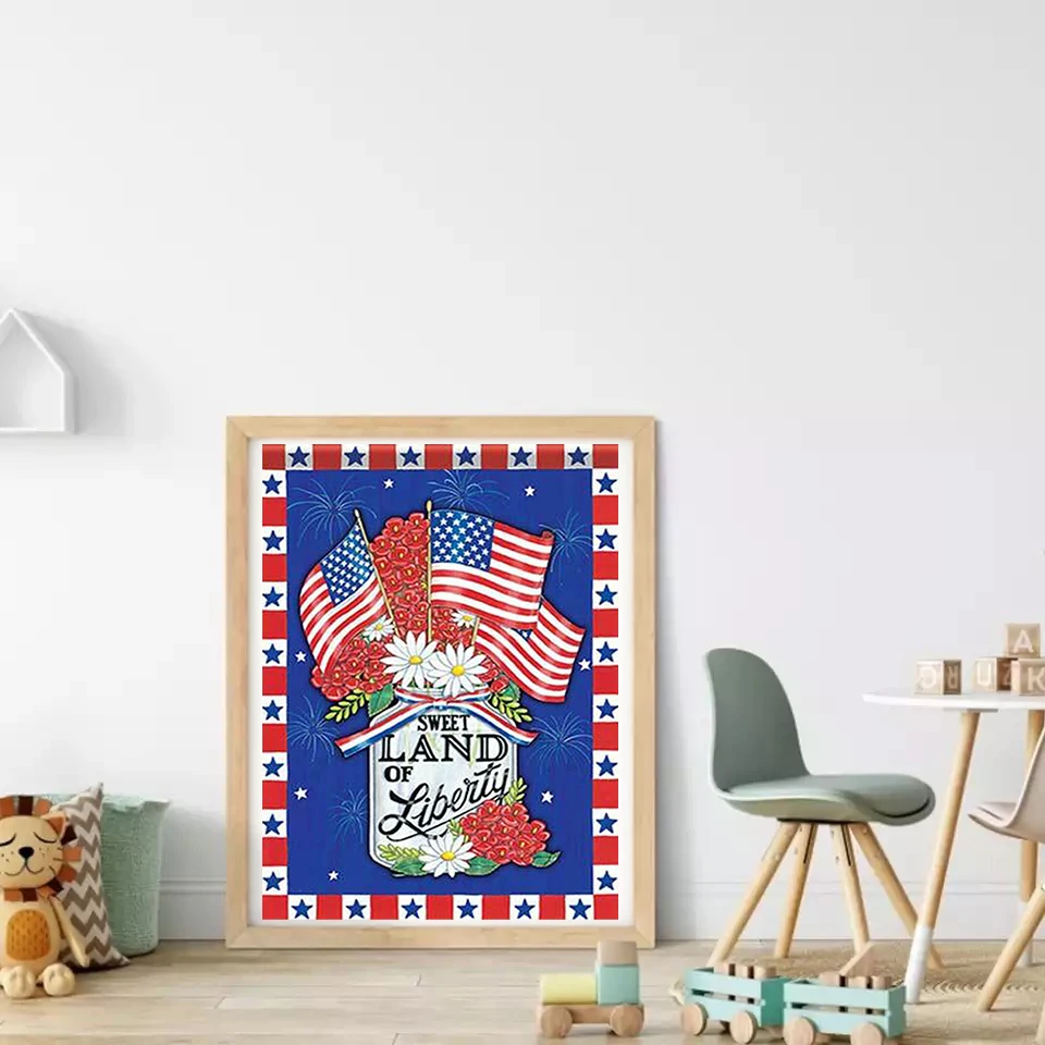 5D алмазная живопись американский флаг Подсолнух пейзаж мозаика сделай сам