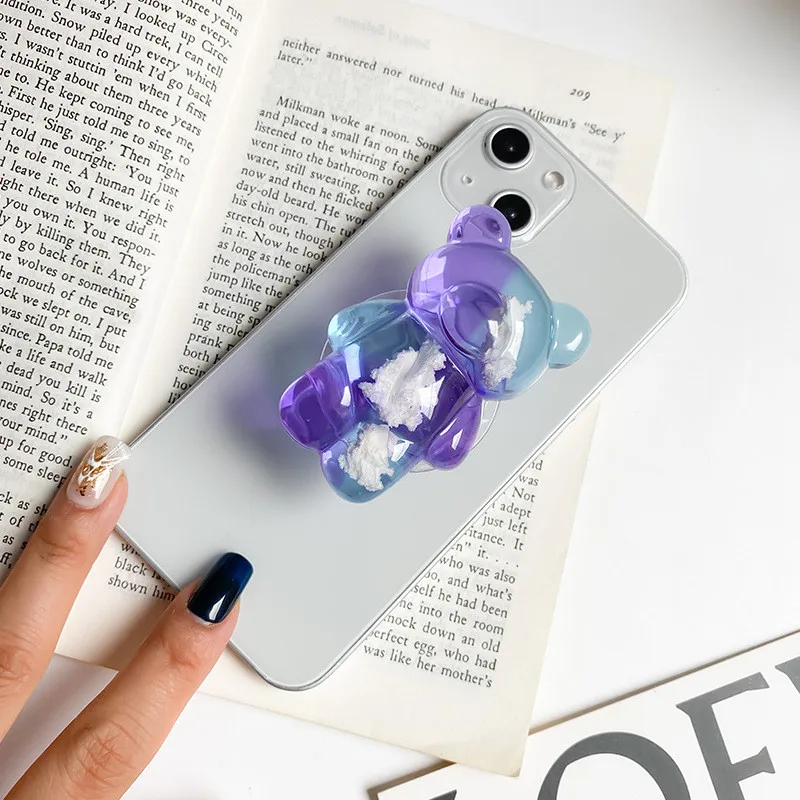 

3D Cute Colorful Love Heart Crystal Bear Grip Tok Korea Phone Holder Lovely Grip Phones Support Telephone For iphone 13 Bracket