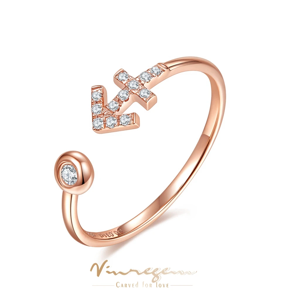 Vinregem-anillo de oro rosa de 18 quilates para mujer, sortija de oro rosa 3EX VVS1, Diamante de moissanita