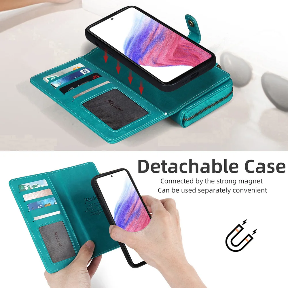 Wallet PU Split type Shoulder Leather Phone Case For Samsung Galaxy A10 A12 A21S A30 A31 A32 A33 A42 A50 A51 A52 A53 A70 A71 A72