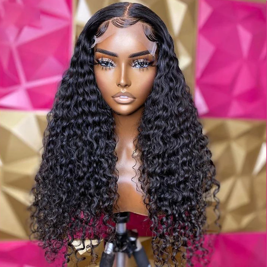 26 дюймов плотность 180 длинный черный кудрявый парик натуральный для волос с