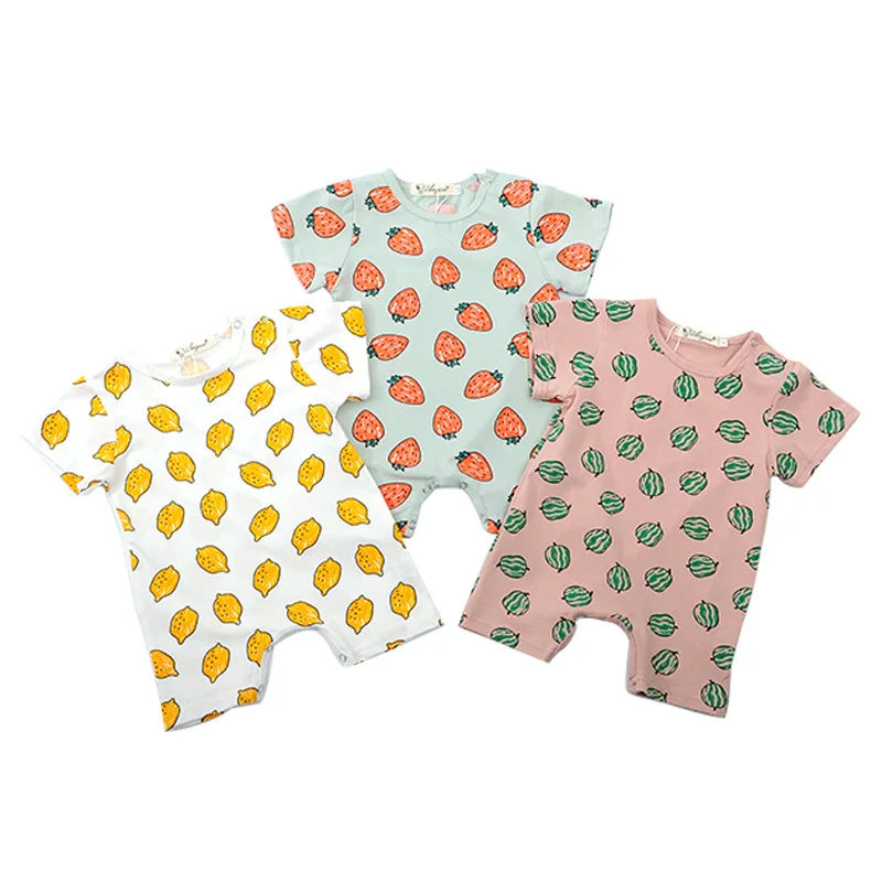 0-36M Summer Baby Rompers Short-sleeved Baby Boy Girl Clothes Fruit Cotton Bodysuit Breathable Refreshing Jumpsuit