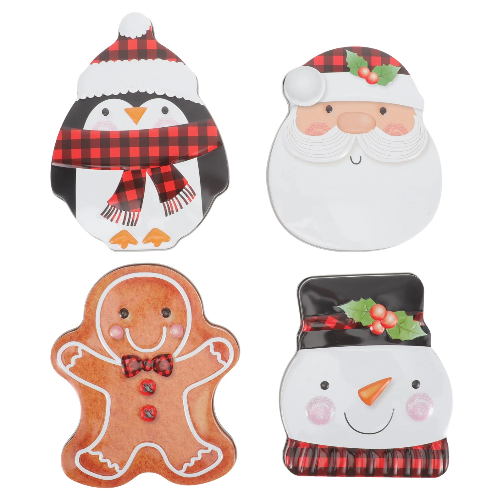 

4 Pcs Christmas Biscuits Case Gift Cases Candy Storage Container Delicate Tin Packaging Unique Bin Tinplate Containers Child