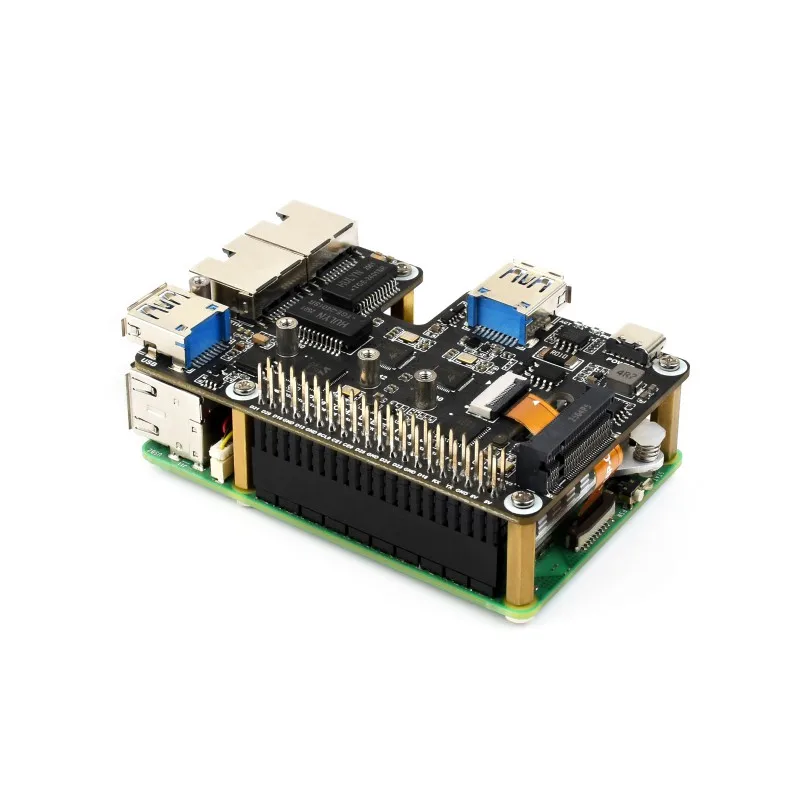 Фото Адаптер Waveshare PCIe к USB 3.2 Gen1/2.5G ETH/M.2 NVMe для Raspberry Pi 5, поддерживает твердотельный накопитель M.2 с протоколом NVMe, расстояния №5