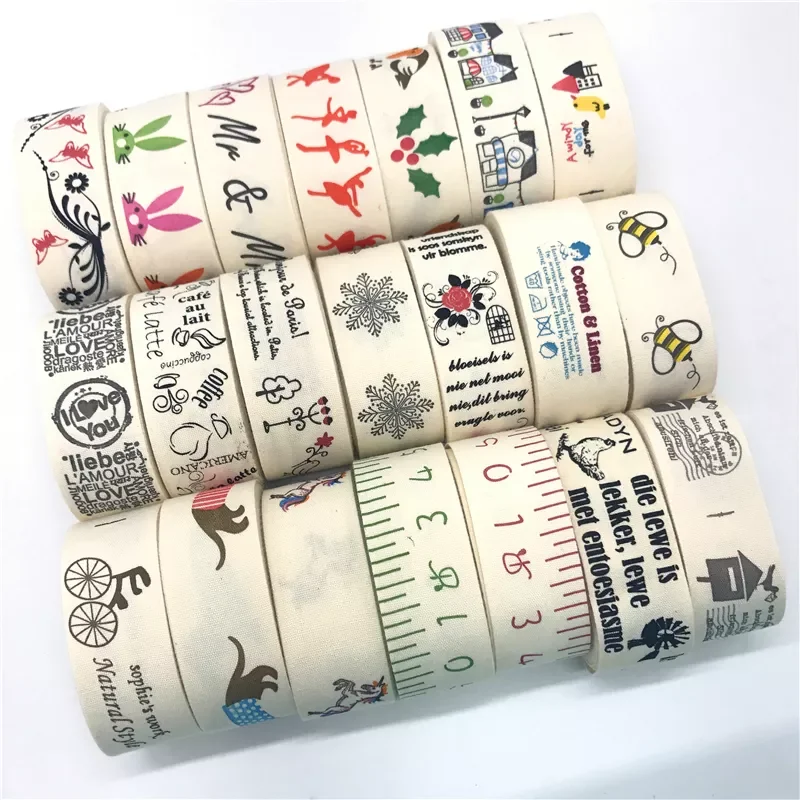 

25mm Multi Design "Handmade" Printed Cotton Lace Ribbon Sewing Fabric Wedding Decoration Gift Wrapping Christmas Ribbon