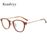 krasivyy 2022 new acetate titanium glasses frame men japanese handmade optical prescription eyeglasses women myopia oval eyewear