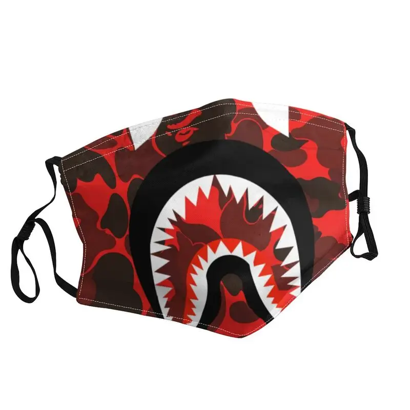 

Маска для лица Bape Shark Camo моющаяся унисекс, камуфляжный узор, пылезащитный чехол, респиратор для взрослых