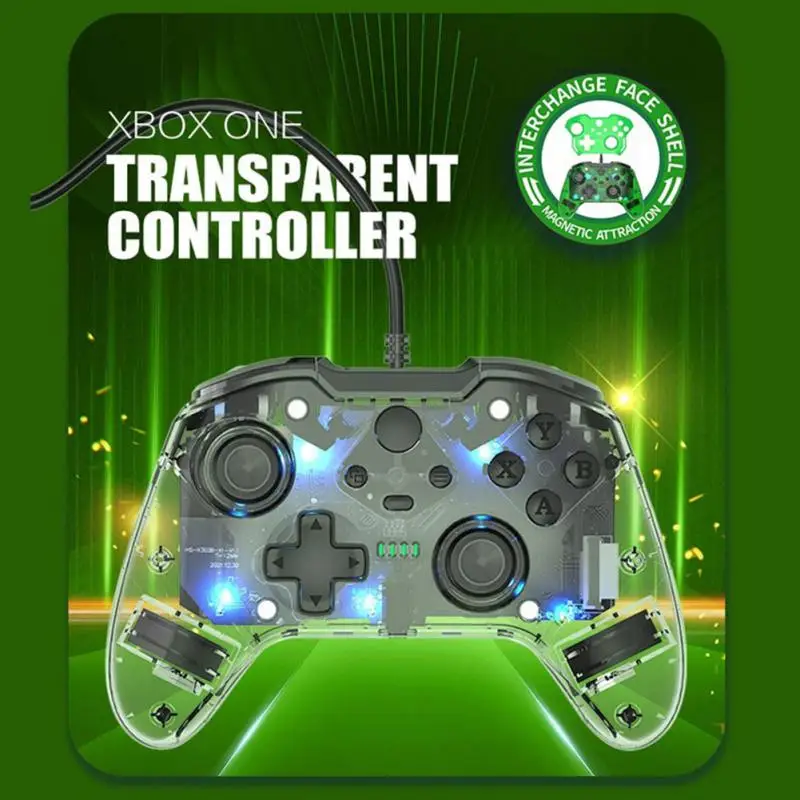 

Transparent Luminous Gamepad Joystick For X BOX ONE Wired Game Controller For X Box Series Game PC Controller Dual Vibration