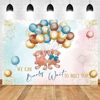 pink blue bear balloon we can bearly wait to meet you backdrop decor boy girl baby shower birthday party photography background