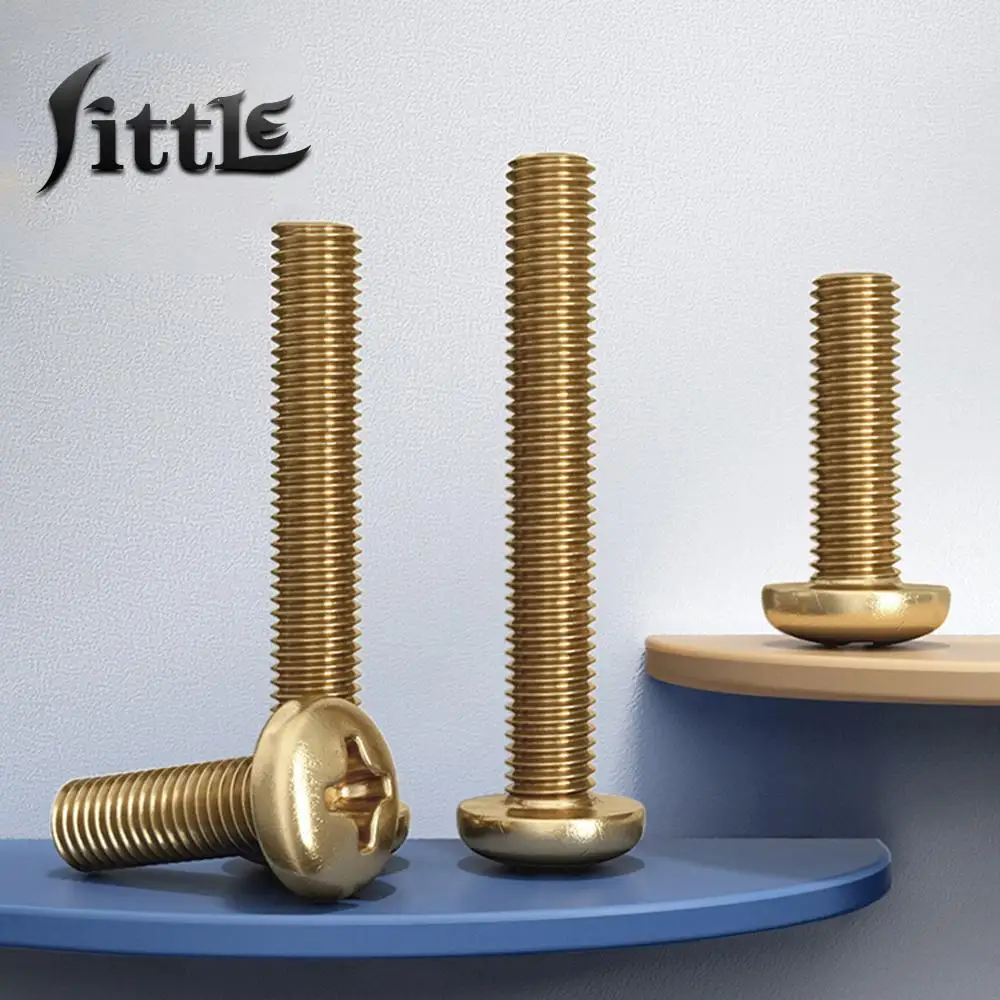 12-200Pcs Brass Phillip Pan Head Screw Bolts M2 M2.5 M3 M4 Copper Screws Brass Phillips Screwe Tornillos Vis Tornillos Parafusos