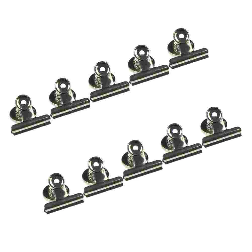 

10Pcs Refrigerator Clips Metal Paper Clips Magnetic Clip Bag Clip for Office School Home (Large Size Silver 50MM)
