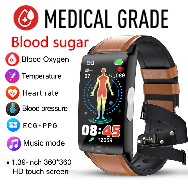 

Новинка 2023, умные часы с монитором уровня глюкозы в крови, мужские водонепроницаемые спортивные женские умные часы с измерением ЭКГ + ППГ кровяного давления, 2023
