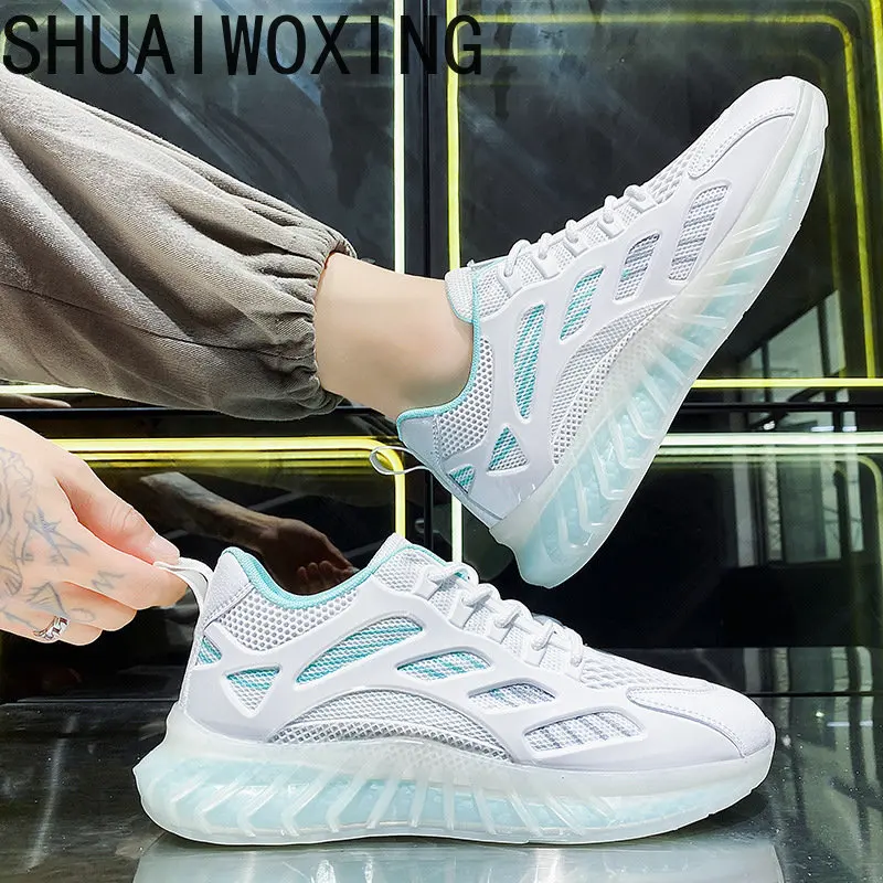 

2022 New Men's Shoes Summer Breathable Mesh Popcorn Sports Soft Sole Small White Shoes Casual Tall Daddy Fashion Shoes