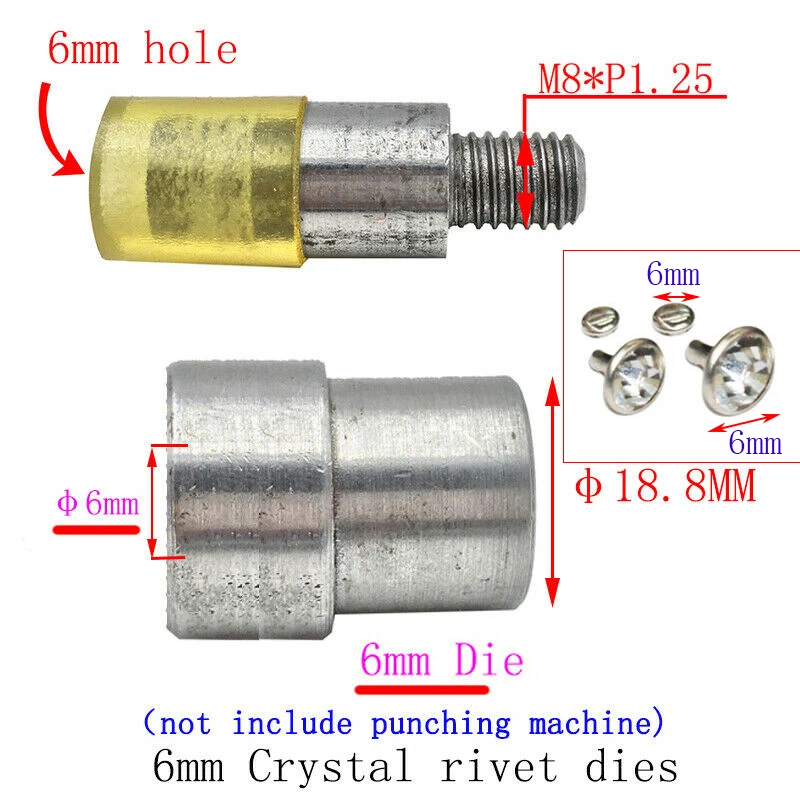 

1 комплект, 6 мм/8 мм, заклепки со стразами, штампы, инструменты для ручного штамповочного станка для задней основы 6 мм