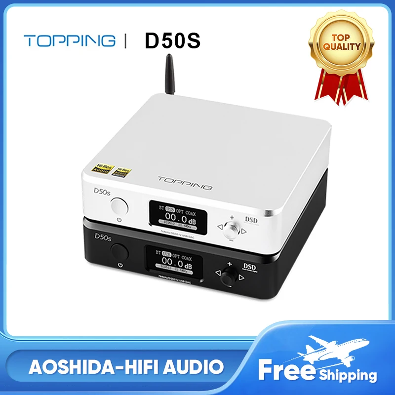 

TOPPING D50S Hifi USB DAC ES9038Q2M XMOS XU208 Bluetooth Decoder Amp DSD Optical Caoxial input 32Bit 768Khz Audio Amplifier