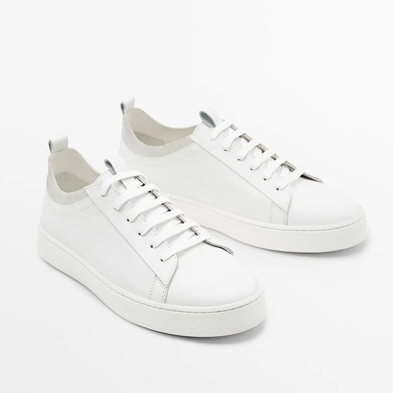 

2023 Spring Autumn Luxury Brand Men Sneakers Genuine Leather Flat Sneakers Men Casual Solid Lace Up Platform Sneakers Man