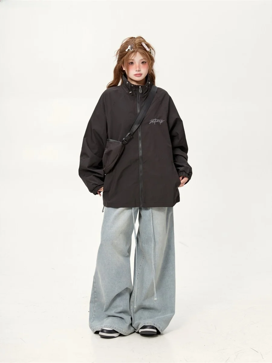 Американская винтажная шикарная черная бесплатная сумка с воротником-стойкой