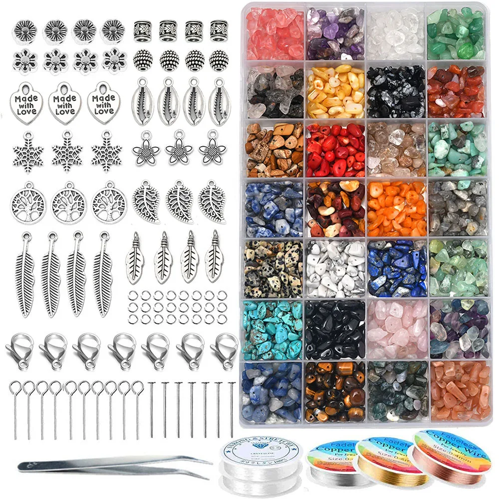 Бусины из драгоценных камней с кристаллами 28 видов |