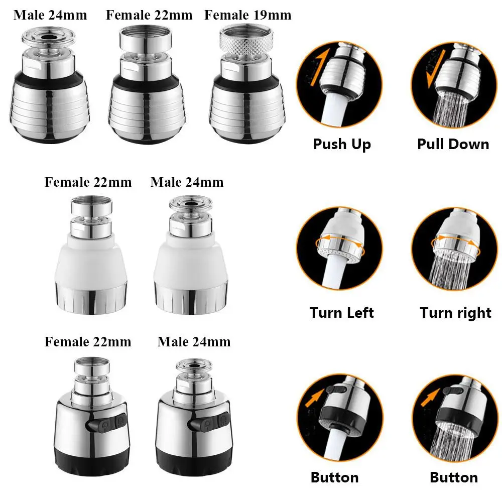 

Filters Sink Fitting Kitchen Faucet Fittings Swivel Aerator Adapter Outlet Swivel Tap Faucet Adapter 360 Degree Aerator