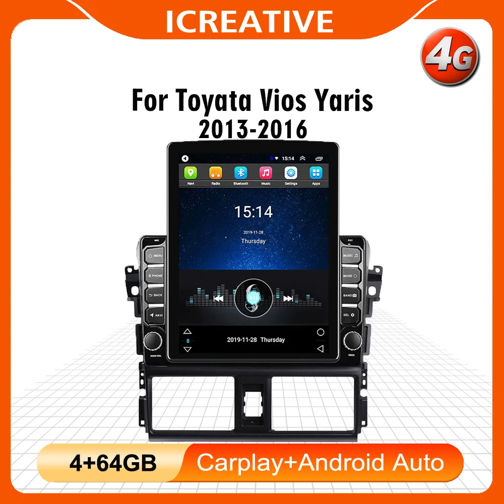 

Для Toyota Vios 2013-2016 4G Carplay 9,7 "Tesla экран Автомобильный мультимедийный плеер Автомобильный gps-навигатор WIFI Авторадио головное устройство