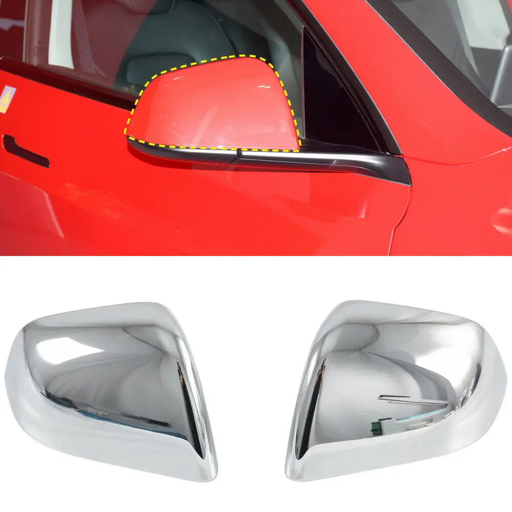 

ABS Chrome Exterior Rearview Side Mirror Cover 2pcs For Tesla Model Y 2020-2022