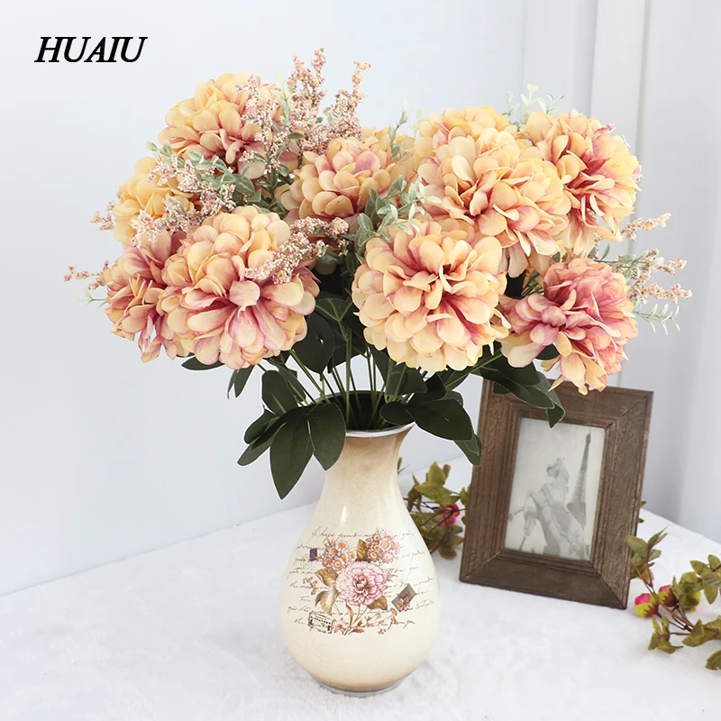 

11 Bunch/Bouquet Fall Artificial Daisy flowers Chrysanthemum Fake Leaf Silk flower bouquet for wedding home party decoration