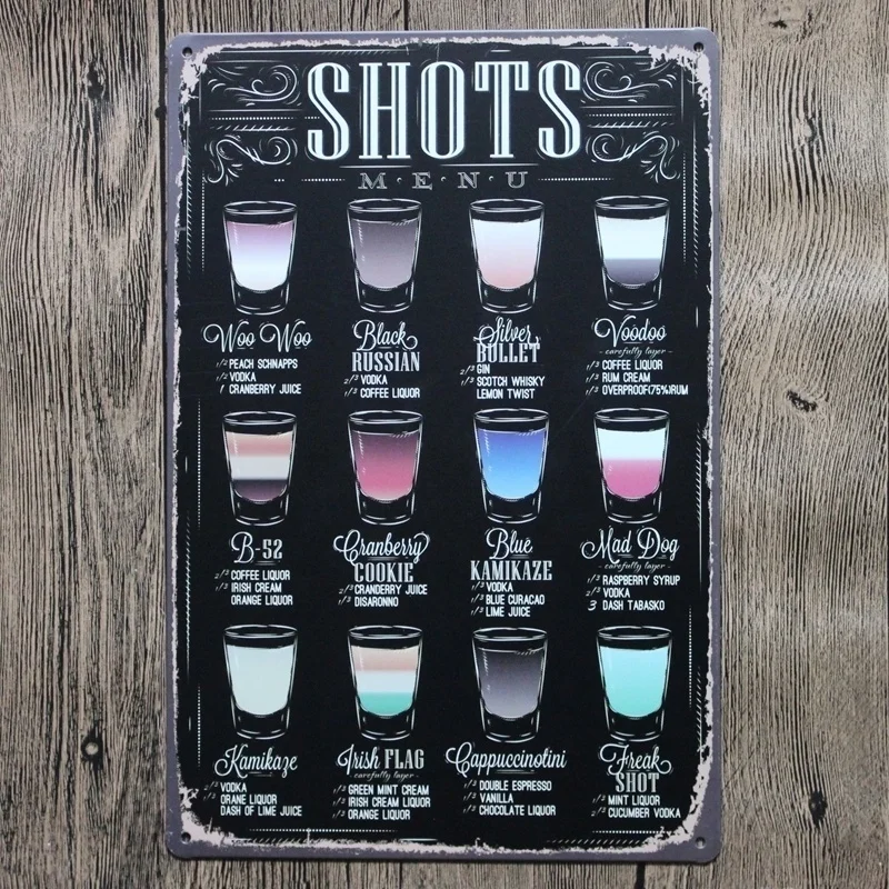 

Выстрелы, американский металлический жестяной знак, бар, паб, домашнее украшение для стен, ретро металлический художественный плакат, ремес...