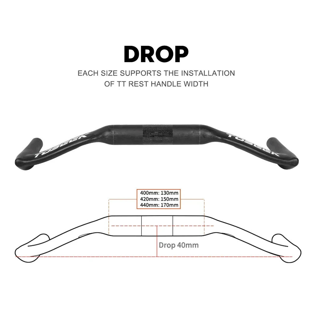 УГЛЕРОДНЫЙ руль для дорожного велосипеда TOSEEK TT20 400/420/440 мм
