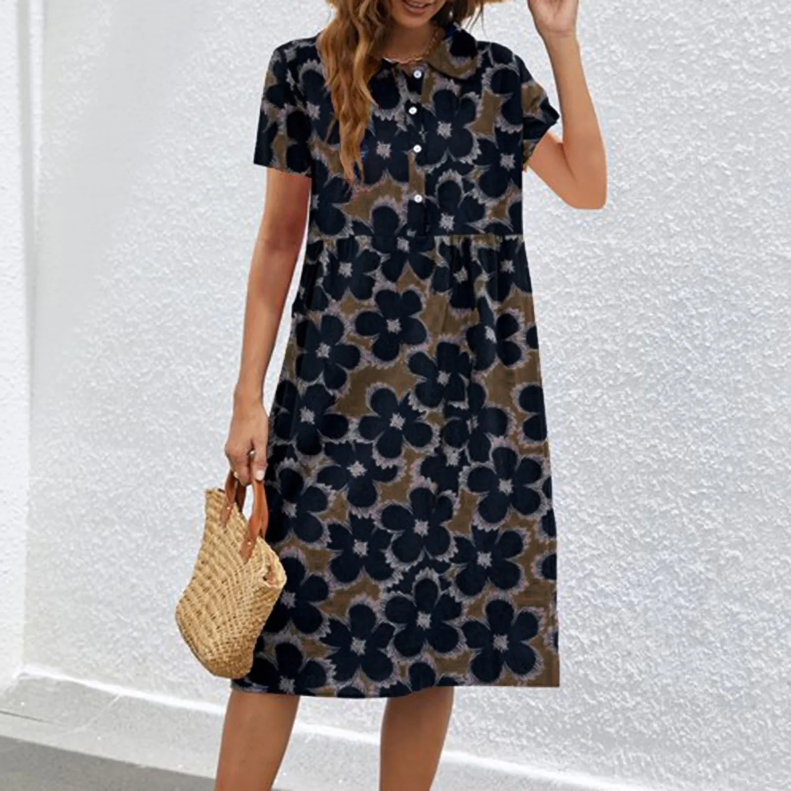 

Женские повседневные короткие осенние платья на пуговицах, сезон весна-лето 2023, повседневное летнее платье-туника для женщин, повседневные платья макси