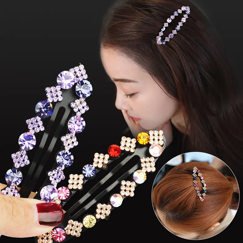 

Women Fashion Hair Pin Shiny Hair Clip Bang Hairgrips Rhinestone Diamond Hairpin Hair Accessories BB Clip Elegant Headwear Girls