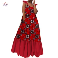 african costume for women big size evening long luxury 2022 party gown sleeveless frilly casual dashiki print outfits wy5374