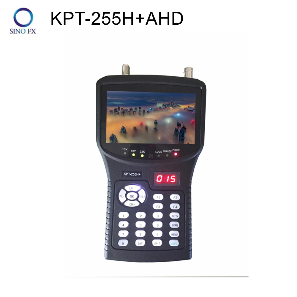 KPT-255H+AHD 4.3inch Handheld DVB-S2 MPEG4 Satellite Finder Monitor Supports MP4 Video Palyer, AHD CCTV Camera,PVR