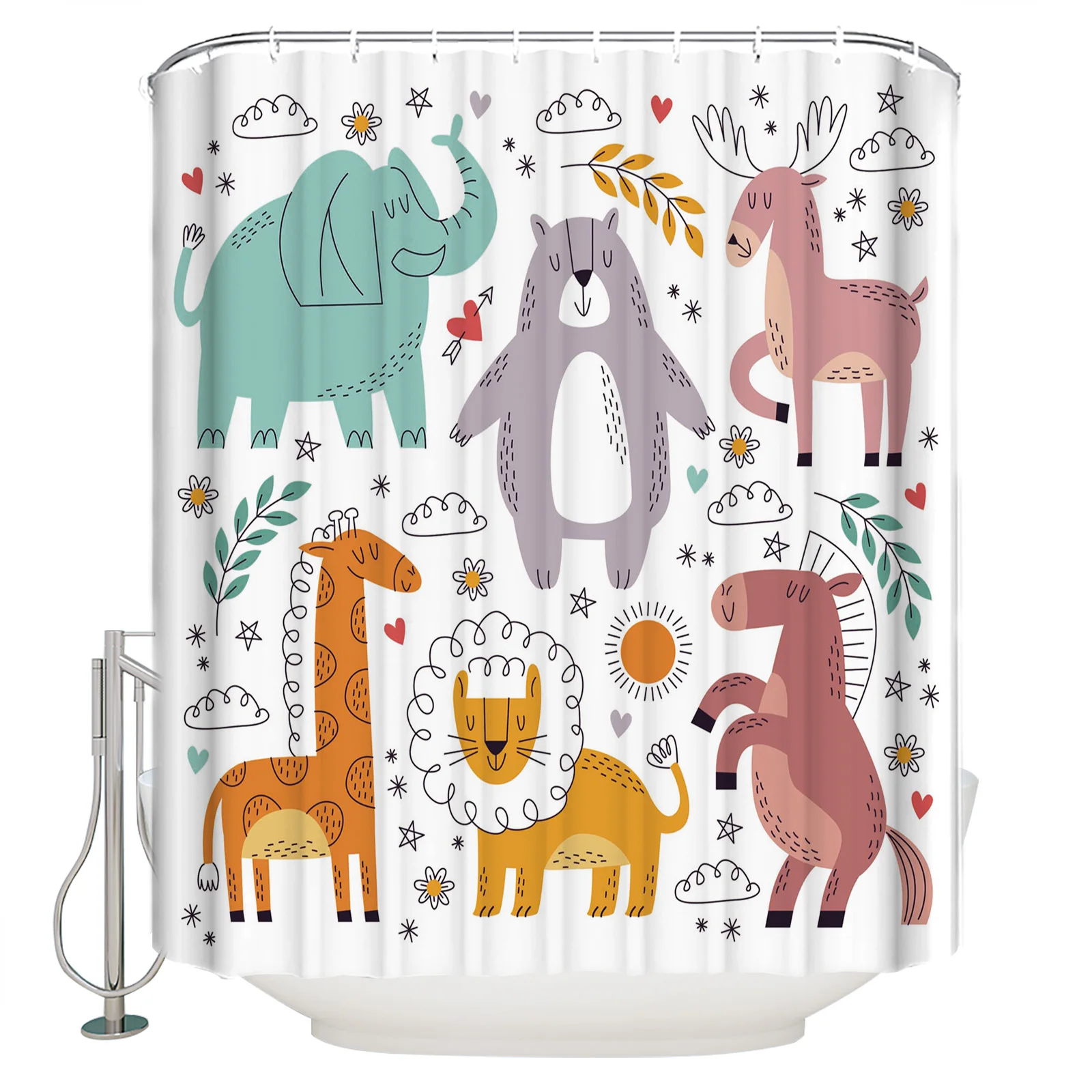 

Elephant Animal Cartoon Shower Curtains for Bathroom Home Decor Waterproof Bathroom Curtain Modern Design Bath Curtains
