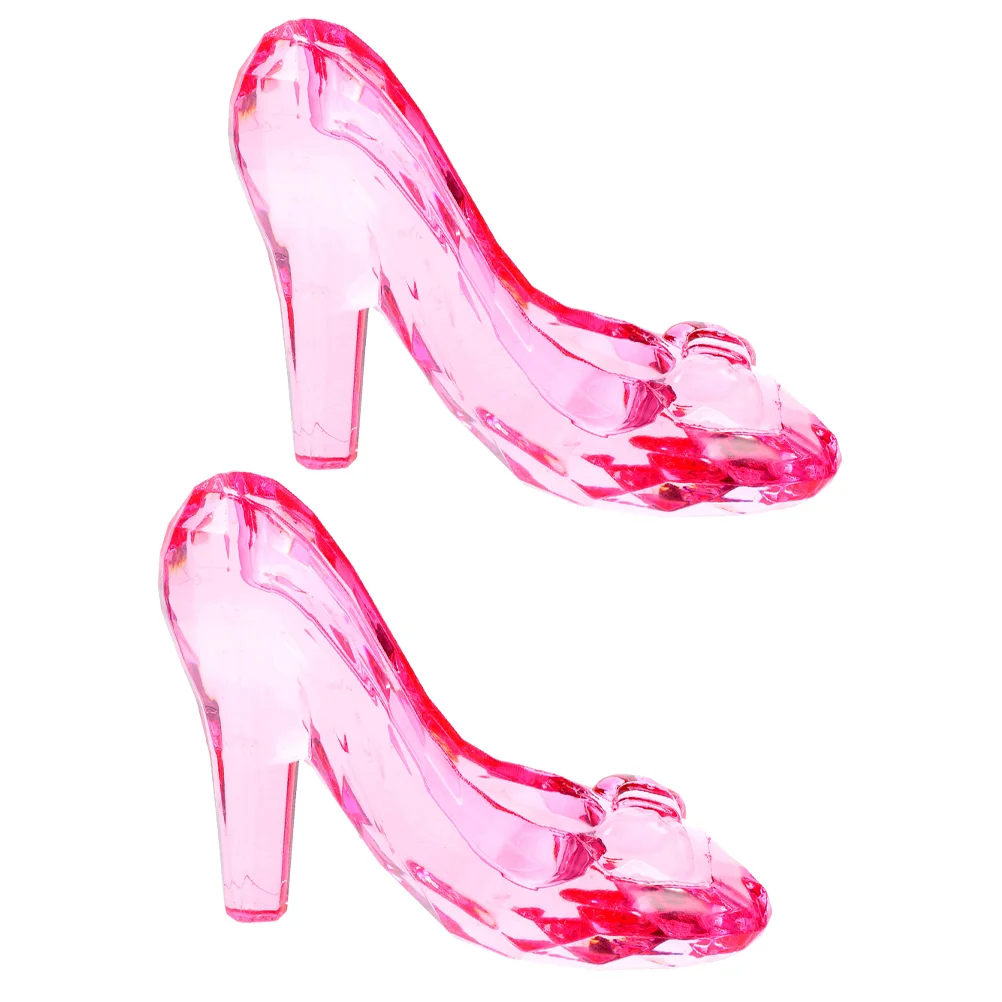 

2 Pcs Crystal High Heels Sculpture Shoe Home Accessories Decor Slippers Acrylic Figurine Ornament Decoration Child Kids