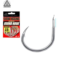 wh sjrh slow jigging round light fishing hooks sea carbon flat lure fishhook 10 20 30 40 anzois tuna jigs hook hamecon tools