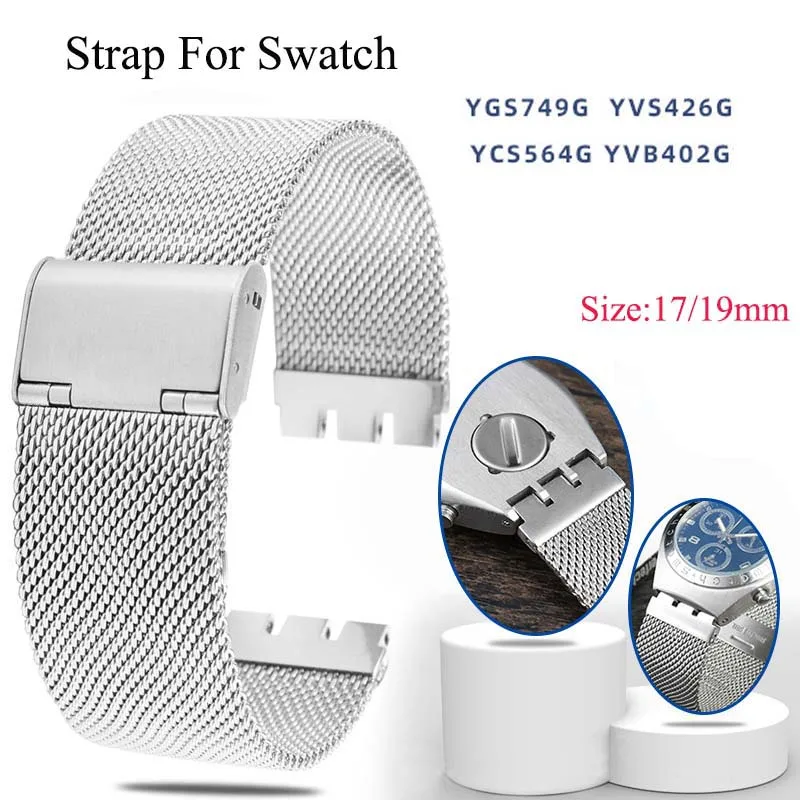 

Watch Accessories For Swatch YCS YAS YGS IRONY Strap Silver Solid Stainless Steel Watchband Men's /Women's Metal Bracelet Stock