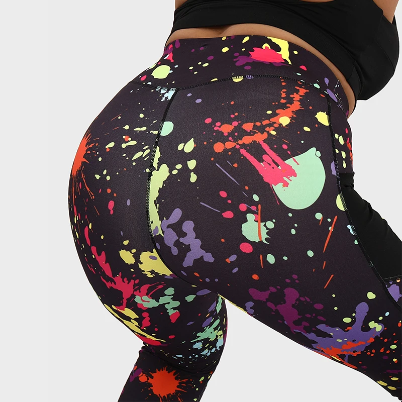 LUOYIYANG Graffiti Plus Size Women's Leggings Push Up Sports Pocket Yoga Pants Gym Fitness Workout Women Clothing 2023 L-3XL