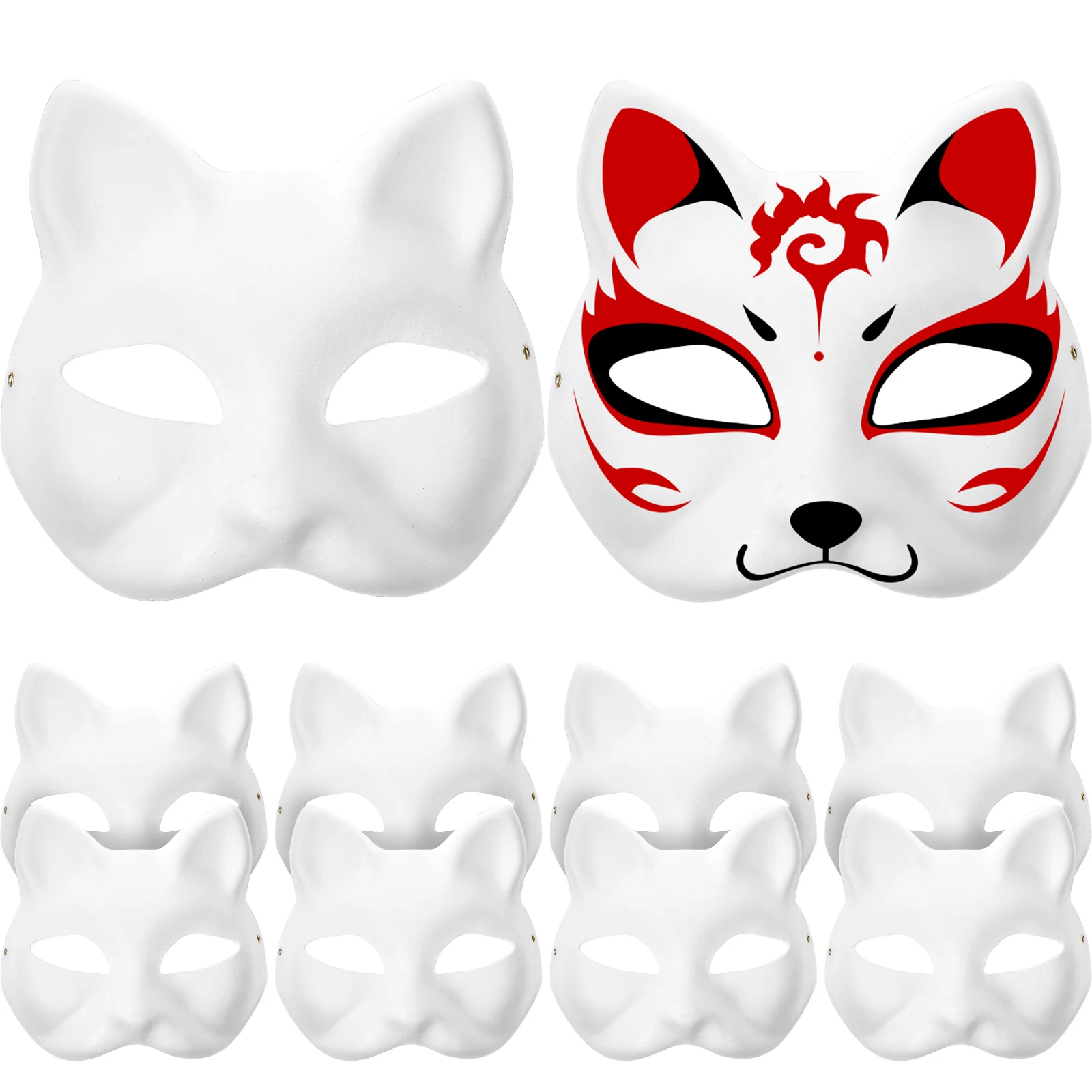 

10 Pcs White Masks Paper Masks Blank Cat Mask for Decorating DIY Painting Masquerade Cosplay Party