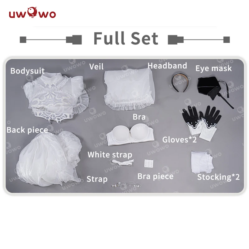 【РЫШАЯ ПРОДАЖА】11-2 UWOWO Nierr: Automataa Yorhaa 2B Косплей Костюм Белое свадебное платье