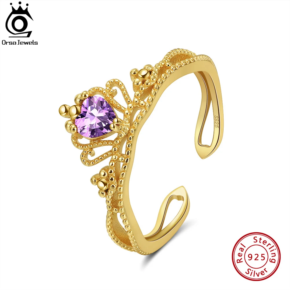 

ORSA JEWELS 100% Natural Gemstone Crown Rings for Women and Girls 925 Silver Amethyst Citrine Garnet Rings Party Jewelry GMR16