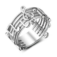 fashionable and beautiful music character beating lady silver color ring temperament charm unique jewelry accessories