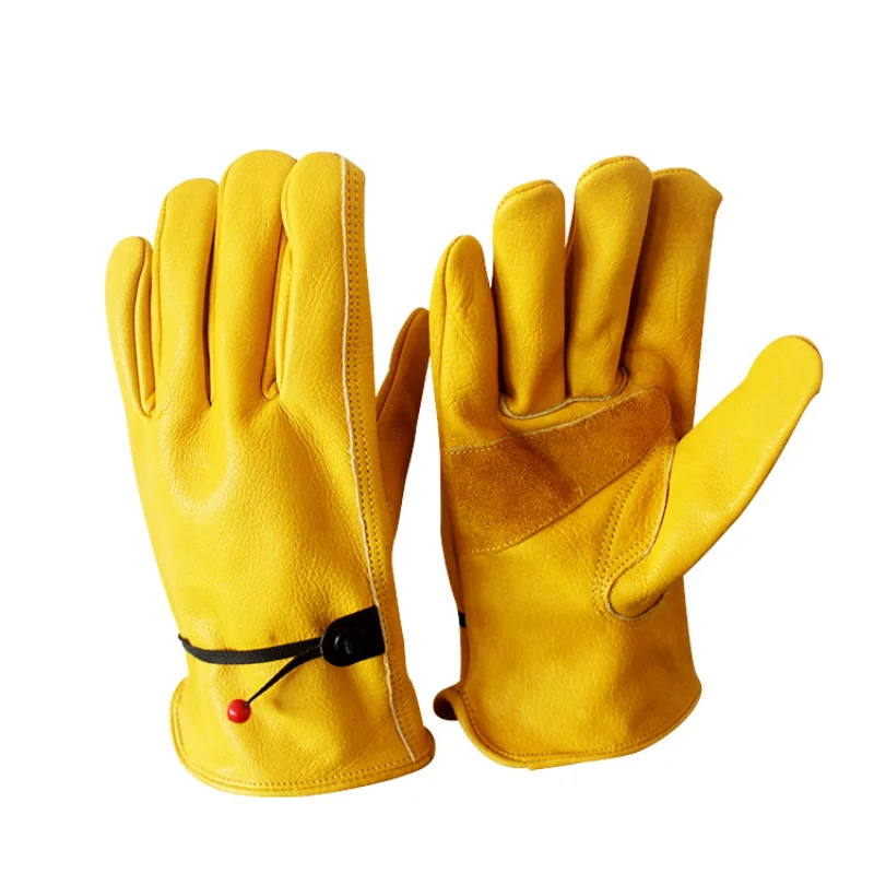 

Leather Work Gloves Men Mechanical Gardening Farm Safety Heavy Duty Work Wood Working Driving Riding Yellow Gloves