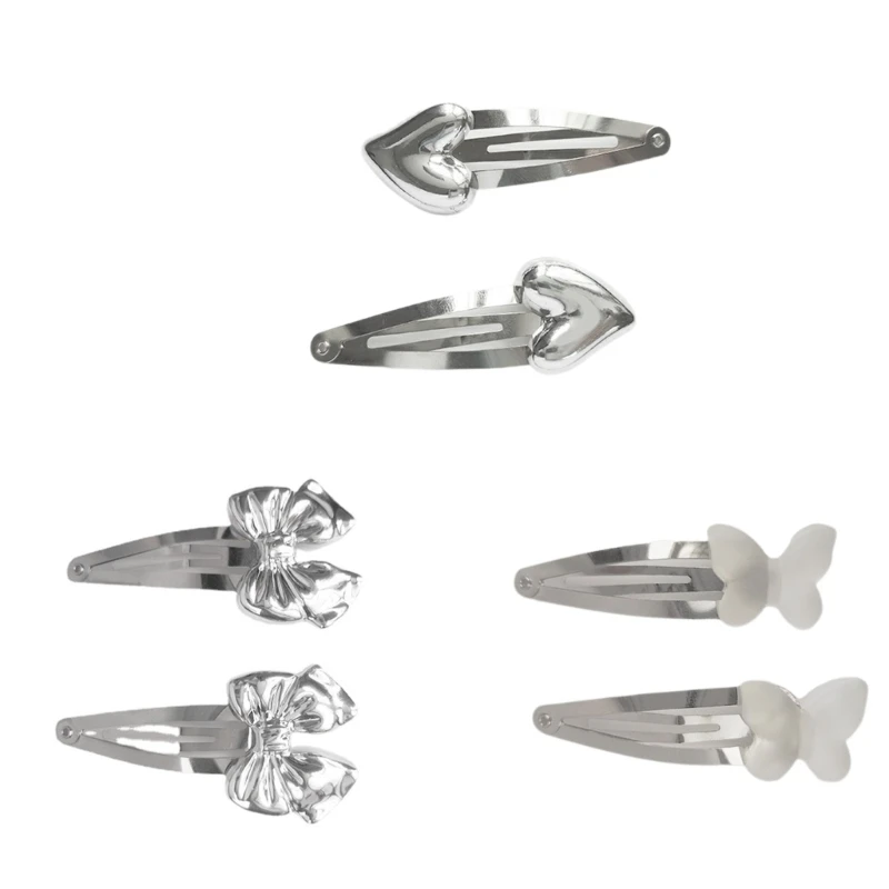 

Ins Korea Bowknot Love Heart Metal Hairpin BB Clip Side Simple Clip